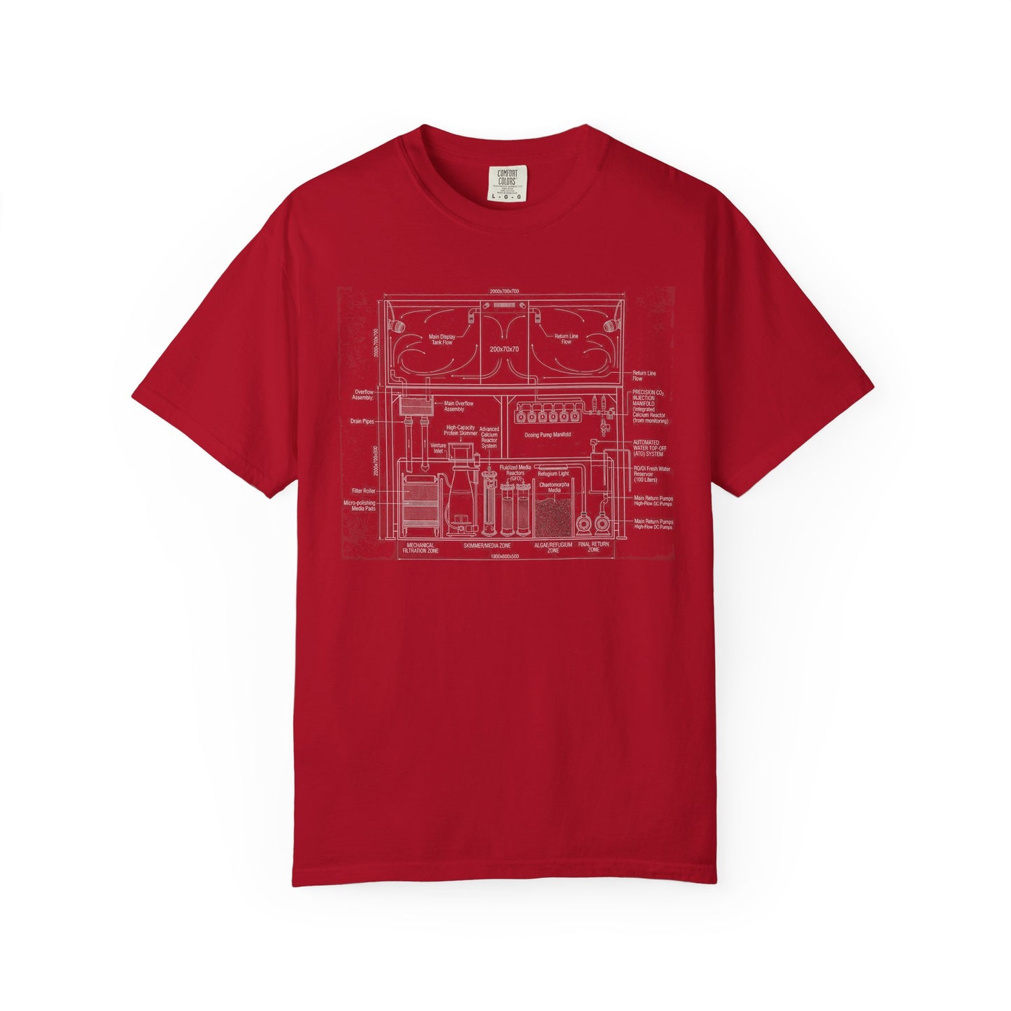 THE REEFER’S BLUEPRINT – Technical Aquarium Sump System Graphic T-Shirt