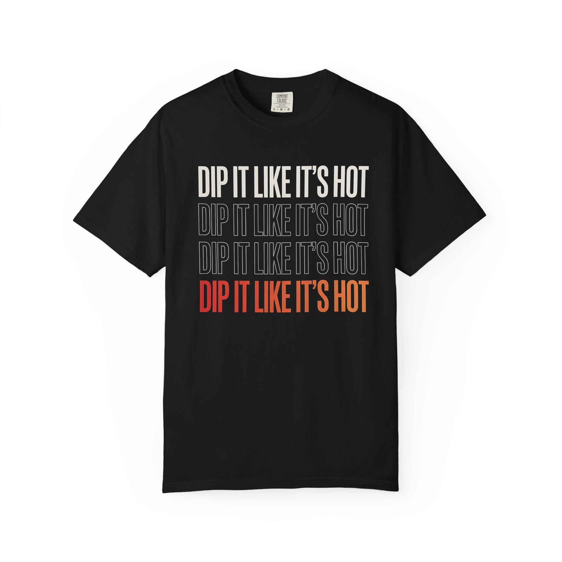 Broke Reefers saltwater aquarium graphic t-shirt featuring bold typography that reads: DIP IT LIKE IT'S HOT, black crew neck tee