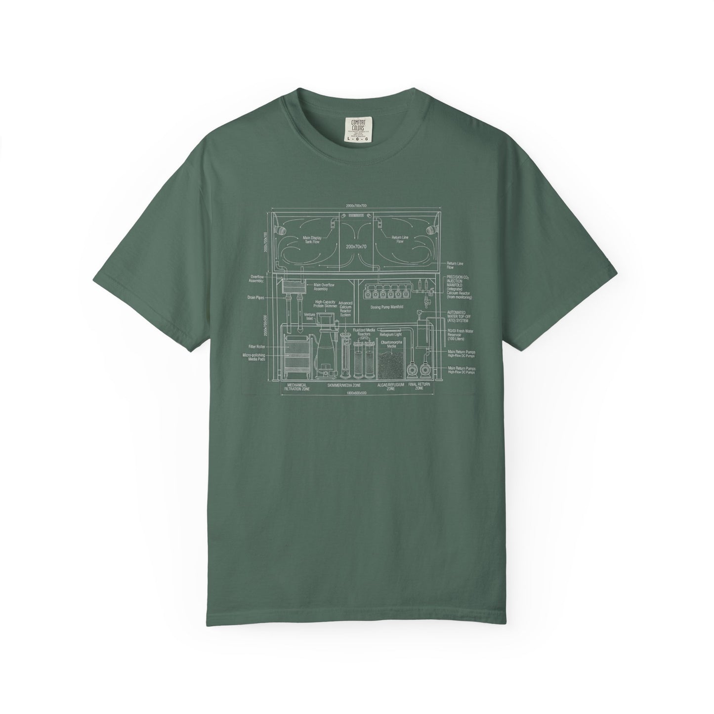 THE REEFER’S BLUEPRINT – Technical Aquarium Sump System Graphic T-Shirt