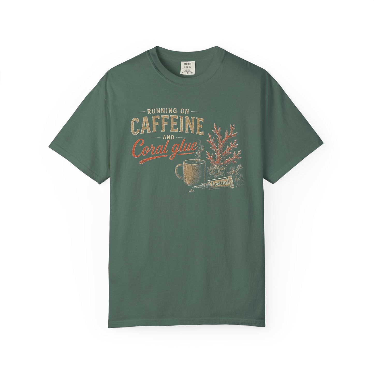 RUNNING ON CAFFEINE AND CORAL GLUE – Saltwater Aquarium Graphic T-Shirt