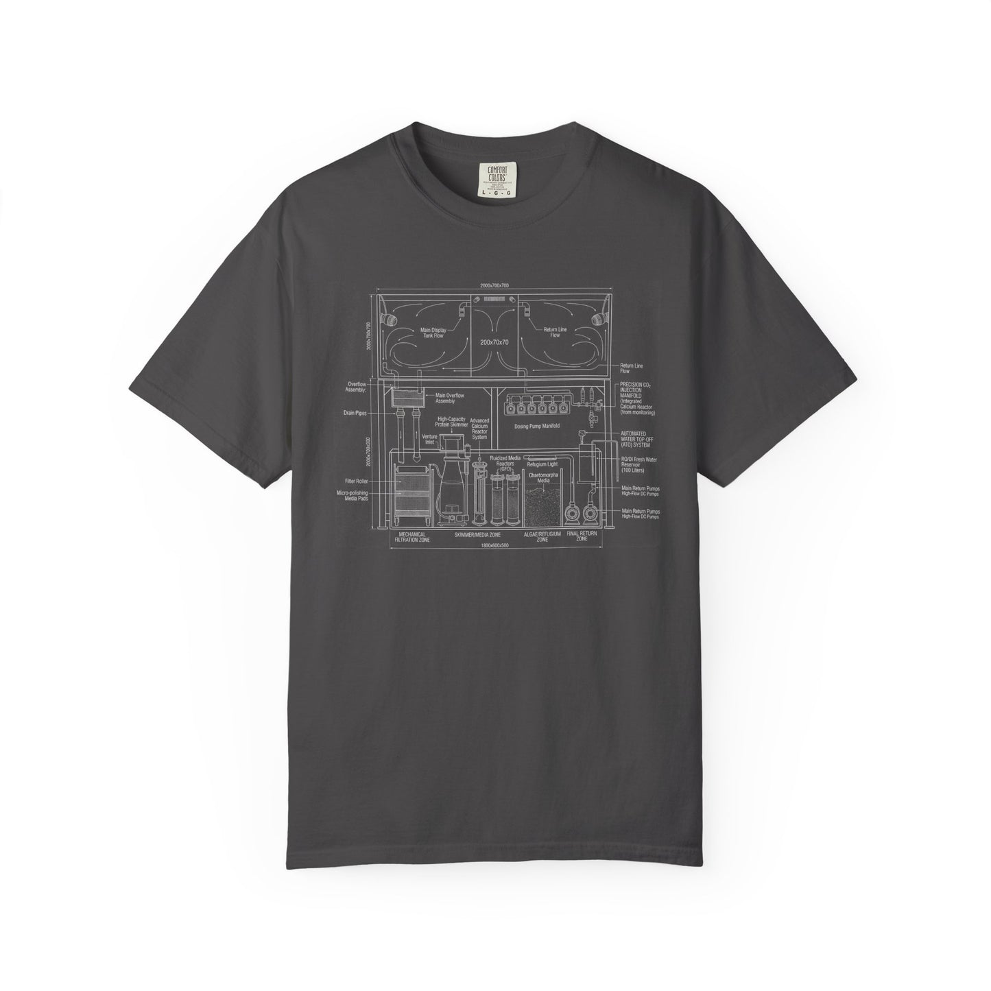 THE REEFER’S BLUEPRINT – Technical Aquarium Sump System Graphic T-Shirt