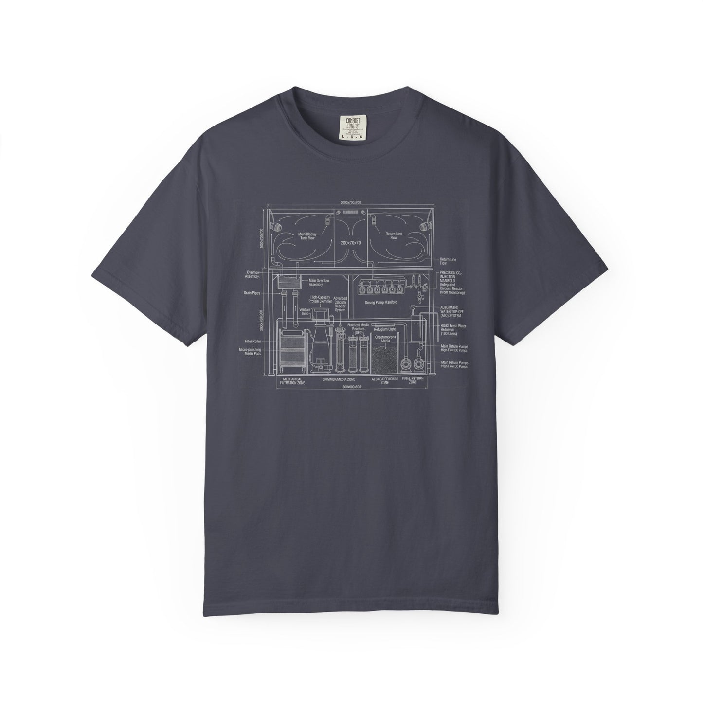 THE REEFER’S BLUEPRINT – Technical Aquarium Sump System Graphic T-Shirt