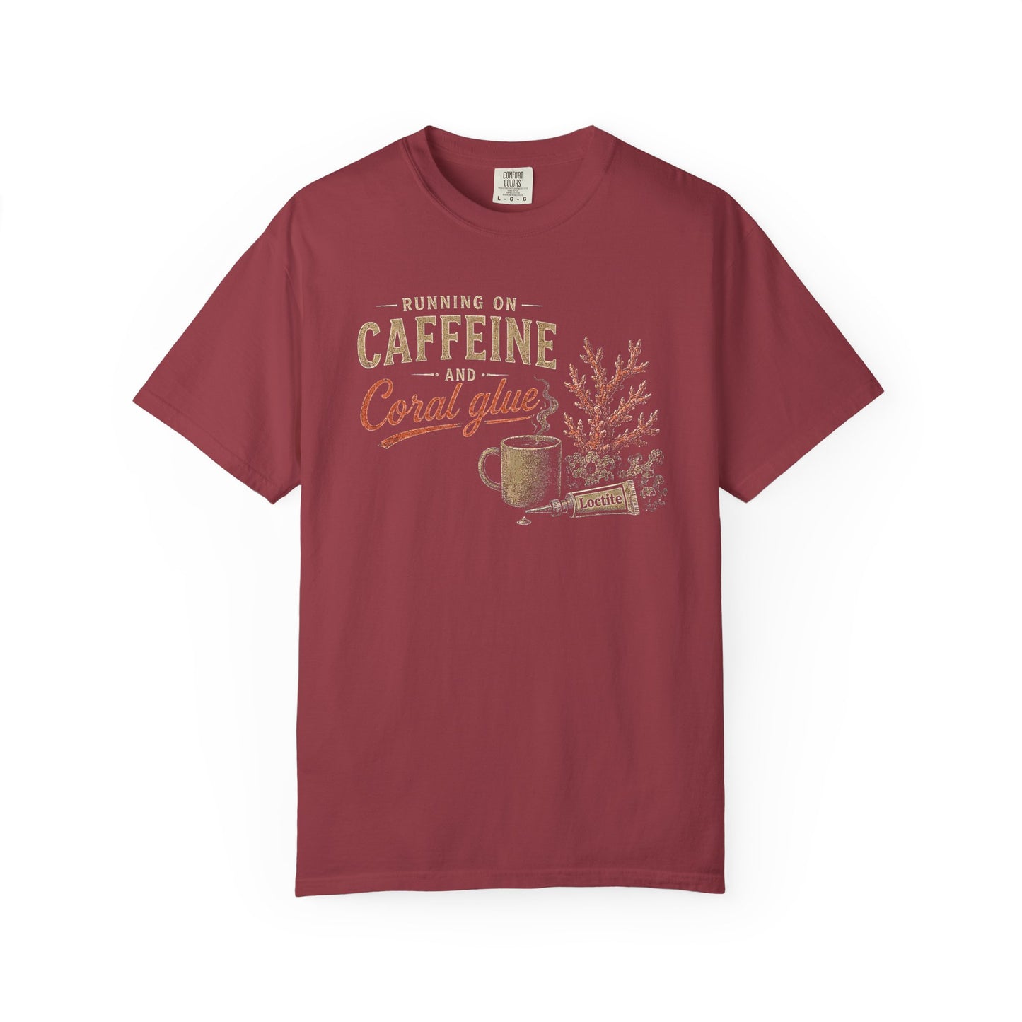RUNNING ON CAFFEINE AND CORAL GLUE – Saltwater Aquarium Graphic T-Shirt